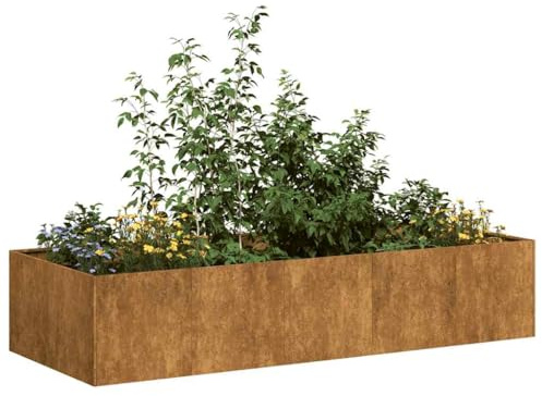 vidaXL Jardinera oxidada 200x80x40 cm Acero corten, macetero, Soporte para Plantas, lecho Elevado, Soporte para jardineras, Bandeja para Plantas