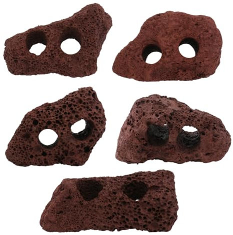 BESPORTBLE 5st Aquatischer Pflanzring Bimsstein Rotes Terrarienpflanzen Aquariumstein Treibholz Vulkanisch Terrariumdekor Filtermedien Aus Lavagestein Lavastein-Aquarium Vulkangestein