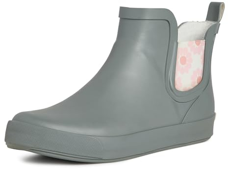 Laura Ashley Women's Snow and Rain Boots, Mid Cut Rubber Boots for Women, Waterproof Flat Heeled Ankle Boots for Ladies, Grey, Size 7