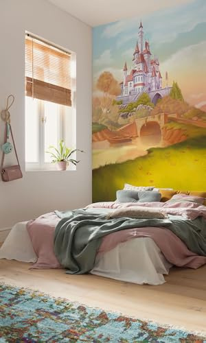 Komar Vlies Fototapete - Disney Princess Belle Castle River - Größe 150 x 250 cm - Tapete, Kinderzimmer, Kindertapete