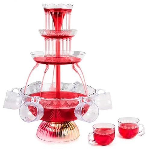 EORNYHQMY Champagne Fountain Machine,3 Tier Tower Drink Dispenser,with LED Lighted Base,Includes 5 Reusable Cups,for Wedding Party