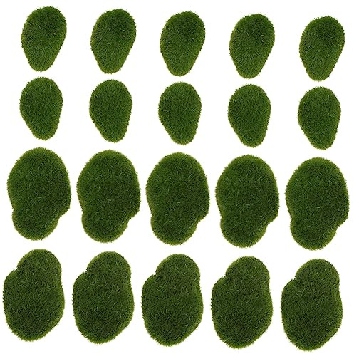 OSALADI 40pcs Artificial Green Moss DIY Craft Supplies Mossy Stone for Garden Terrarium Decoration Bonsai Accessory