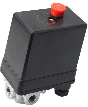 Druckschalter Kompressor Druckschalter Luftkompressor AC 380V Druckschalter-Steuerventil für Kompressoren zur schnellen Druckentlastung im System 0-1.5Bar/21.75 Psi (4-Loch)