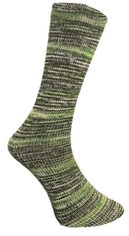 Ferner Wolle Lungauer Sockenwolle 6-fach Merino 827-25 - schwarrz/weiß/grün meliert