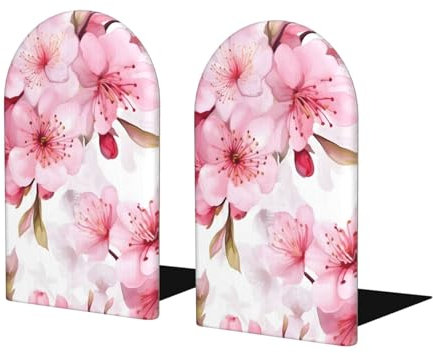 Fermalibri in legno per scaffali, rosa ciliegio Sakura antiscivolo resistente fermalibri in legno per libreria organizzazione ed esposizione