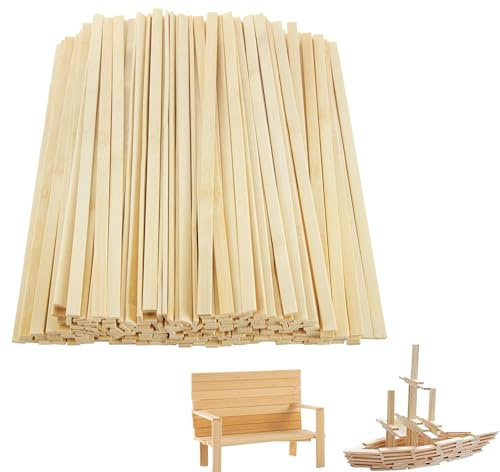 Caiyloxn Holzstäbe 100 Stück Holzspatel Flache Holzlatten 30cmx3mmx9mm Holzstäbchen zum Naturholz Bastelholz Bambusstabe Basteln Holzleiste zum Modellbau DIY Handwerk