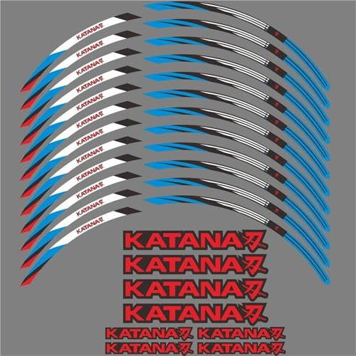 SHYYBD Felgenrandaufkleber Motorrad-Felgenaufkleber, 17 Zoll, Felgenband Für Suzuki Katana 1000 Katana1000 (2019–2023), Wasserdicht, Zubehör Felgenaufkleber(BLAU)