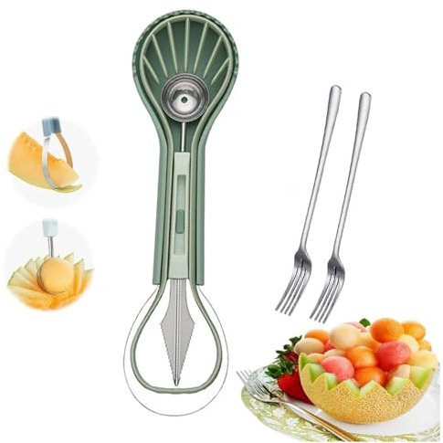 Set di 6 utensili for scavi di melone, coltello, scavino for anguria, scavino e scavino for frutta, taglia melone e scavino for frutta, strumenti for intagliare rapidamente la frutta, separatore di po