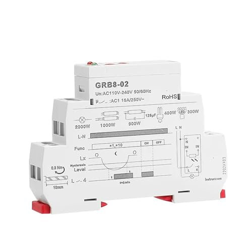 GRB8-01/02 Su Guida Din Interruttore Crepuscolare Timer Sensore di Luce Relè AC110V-240V Auto ON OFF 1 pz(GRB8-02 AC110-240V)