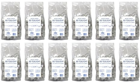 Cereria Di Giorgio - 12 Confezioni da 80 Candele Tealight - Diametro 3,6 cm Altezza 1,7 cm - Colore Bianco Cloud - Durata 3 ore - Non profumate