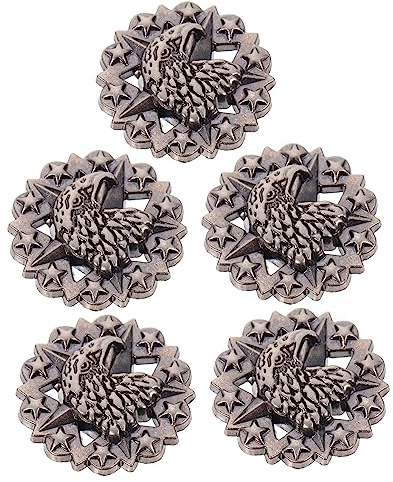 WEKAMOS 5pcs Stylish Belt Decorative Buttons Fastening Accessories with Eagle Screw Back for Bags and Leather Craft DIY in Vintage Bronze Finish