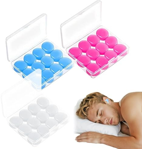 36Pcs Silicone Earplugs for Sleeping, Moldable Wax Ear Plugs, Small Size | Waterproof Swimming Earplugs with Storage Case, Reusable Noise Cancelling Ear Plugs for Sleeping Studying Working