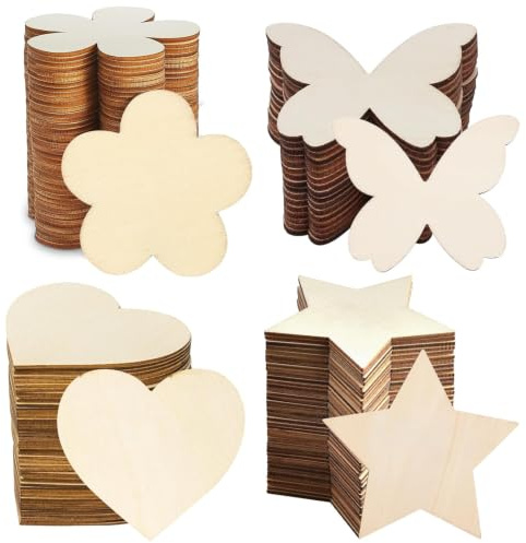 400 Stück Kleine Holzscheiben, 2cm Mini Holzherzen Deko, Holzsterne zum Basteln und Dekorieren, Holzherz zum Beschriften, Holzscheiben für Hochzeiten, DIY, Bastelprojekte & Home Decor (holz 1)
