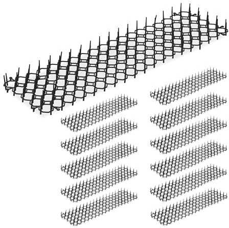 Relaxdays 24 x Rete spinoso, Difesa Contro martore e Gatti, Protezione per aiuole, Piante, plastica, Tappetino spinoso, Nero