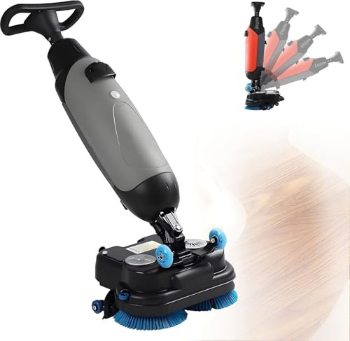 GEHPYYDS Autolaveuse compacte Professionnelle avec réservoirs séparés de 4,5 L et 7,5 L, brosses de Nettoyage motorisées de 45 cm (17,7 Pouces), sans Fil, alimentée par Batterie 36 V Grey