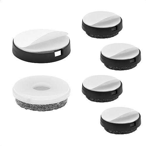 WAGNER QuickClick® deslizadores de fieltro se lana para sillas/muebles, juego de 4 para pegar- ULTRASOFT Ø 30 mm, 4x base+almohadilla adhesiva+inserto deslizante intercambiable - Made in DE - 15830400