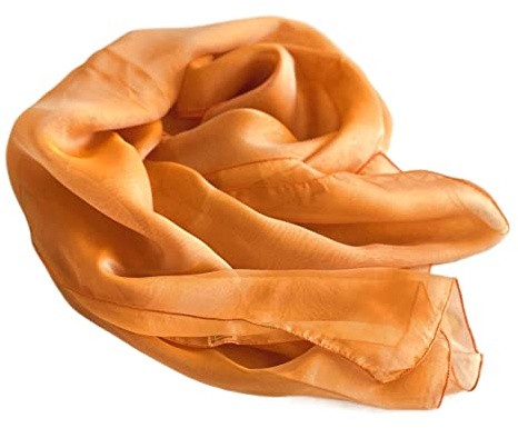 Prettystern Donna Uomo Stola Elegante Cangiante Taffetà Raso Pura Seta Cerimonia Foulard Tinta Unita Coprispalle Abito Da Sera 20. arancio dorato