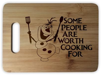 Some People are Worth Cooking For Olaf Anniversary Wedding Christmas Gift Personalized Cutting Board Engagement Bamboo Cutting Board Chopping Block