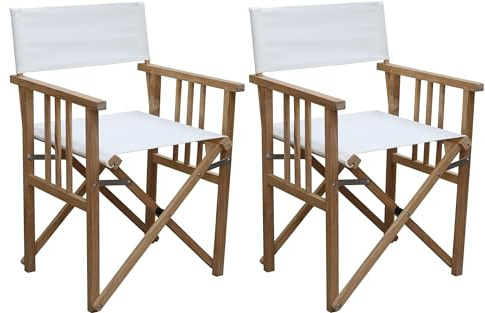 MICHELE SOGARI Sedie regista n. 2 in legno richiudibile con seduta e schienale beige in poliestere 55 x 52 x 86 cm poltrona relax ideale per giardino piscina mare