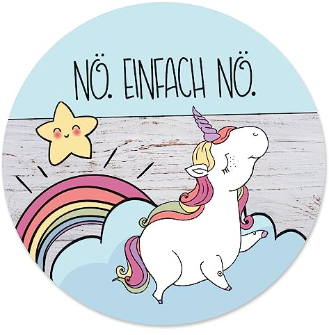 younikat Einhorn-Mauspad Nö. Einfach Nö. I Ø 22 cm rund Mousepad mit Spruch I in Standard-Größe rutschfest wasserabweisend I süß lustig I Maus-Unterlage I dv221