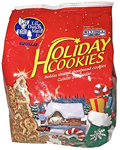 Lil Dutch Maid Holiday Shaped Shortbread Cookies! Santa! Gingerbread Men! Christmas Trees! With Red And Green Sugar Sprinkles! Delicious!