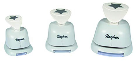 Rayher Paper Craft Punch Set with Star Design, 3 Lever Punches in Different Sizes for Card Making and Scrapbooking, 1.6cm, 2.54cm, 3.81cm, 69182000