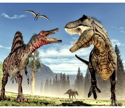 decomonkey Fototapete Dinosaurier 400x280 cm XL Tapete Fototapeten Vlies Tapeten Vliestapete Wandtapete moderne Wandbild Wand Schlafzimmer Wohnzimmern Tiere Natur Abstrakt