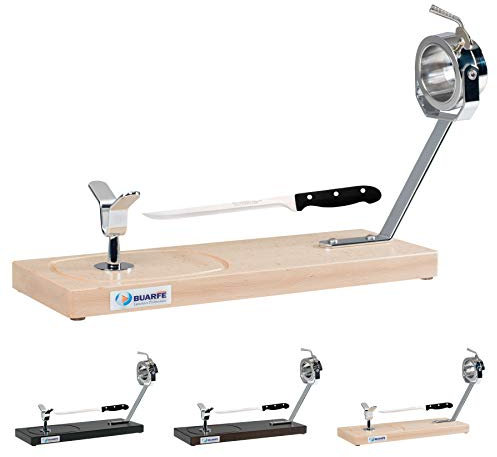 Buarfe Jamonero Jabugo Madera de Haya 53cm Cabezal Giratorio con Cuchillo Jamonero (Natural)