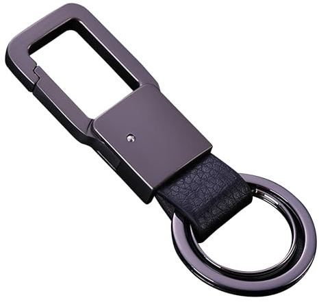 Cerbery® | Eleganter Schlüsselanhänger aus Leder mit Ringen und Geschenkbox | Schlüsselband Schlüsselbund Schlüsselhalter Schlüsselring Auto Foto Gravur Ring | Damen Herren | Geschenk