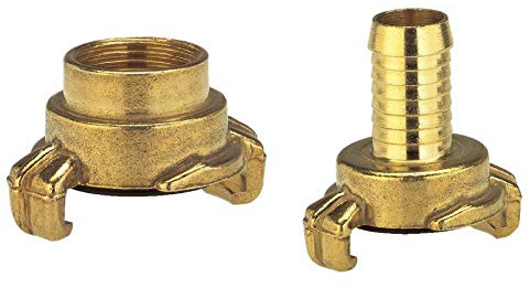 Gardena Messing-Schnellkupplungs-Gewindestück mit Innengewinde: Schlauchanschluss, 42 mm-Innengewinde für Hähne & Messing-Schnellkupplungs-Schlauchstück: Schlauchadapter für 19 mm (3/4)-Schläuche