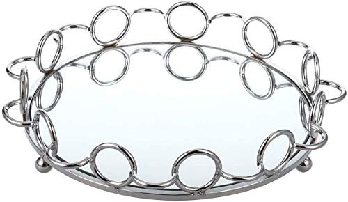 Ruixf Oro/Argento Vassoio da Portata in Metallo Cupcake Organizer Tray Wedding Home Decor Trucco Organizzatore Gioielli Vassoio in Metallo specchiato (Argento)