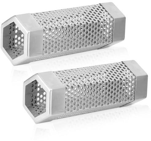 HERCHR 2pcs 30cm Räucherröhre, Smoke Tubes Edelstahl Rostfrei Räucherbox, Pellet-Räucherrohr Sechseck Mit Box, Pellet Smoker Tube, Pellet Smoker Box, Grillwerkzeuge, Tube Smoker