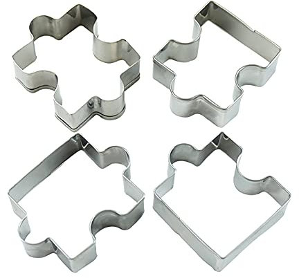 GSHLLO 2 Sets Puzzle Stainless Steel Cookie Pastry Cutter Cake Pastry Mold Biscuit Baking Tools Accessories for Home