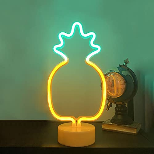 ENUOLI Neon Ananas Licht LED Leuchten Nachtlicht | Ananas Schild mit Halter Basis Dekor Licht Neon-Lampe leuchten für Zimmer Hochzeit Weihnachten