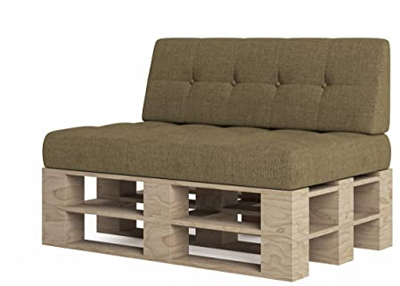 chilly pilley Palettenkissen Palettenauflage Schräg Geschnitten Gesteppt Palettenpolster Gartenkissen Garten Kissen Indoor Outdoorkissen Farben und Größen (Beige, 2er Set)