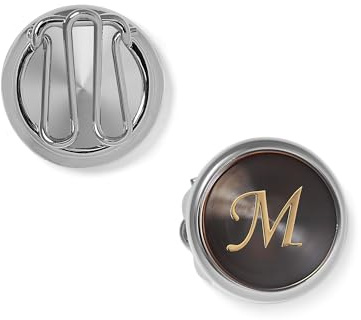 BRERA67 Knopfclips Herren für Hemd, personalisierte Manschettenknöpfe Herren Made in Italy mit Initialen M, Cufflinks for Men Hochzeit
