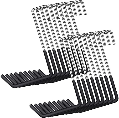 Set de 18 ganchos de viga de alta resistencia con recubrimiento de vinilo, ganchos grandes en S para colgar escaleras, bicicletas y organizar el garaje, color negro
