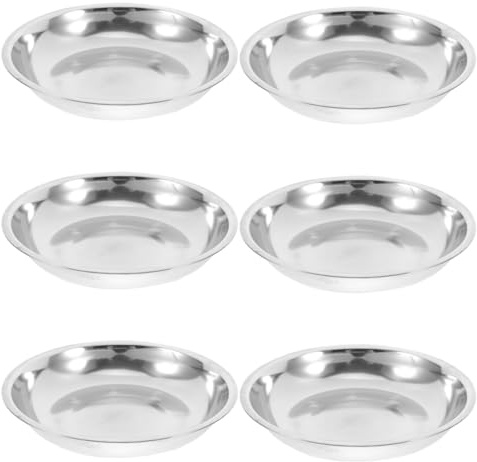 Yardwe Stainless Steel Round Bbq Tray 6.2 Inch Metal Dinner Plate for Outdoor Camping Picnic Serving Food Storage