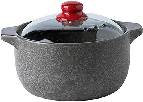 Casseruola Antiaderente Casseruola Di Zuppa For Casseruola In Pietra Con Coperchio In Vetro, Casseruola In Ceramica Rotonda, Heatresistant LENTO Swe Pot, Nutrition Clay Stockpot Soup Pot Open Fire For
