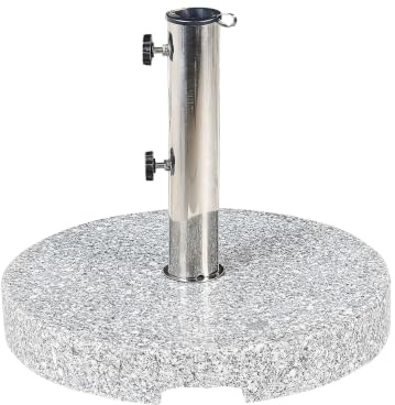 Beliani Modern Outdoor Garden Round Umbrella Base Granite Stainless Steel Grey Ceggia