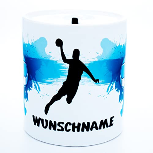 Handball Spardose mit Namen personalisiert | Sparschwein, Handballer Geschenk, Geburtstag, Dekoration, für Mann Frau Kind