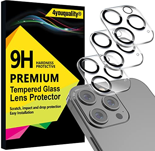 4youquality 3-Pack for iPhone 13 Pro Max & 13 Pro Camera Lens Protector | 9H Tempered Glass, Impact-Protection, Anti-Scratch, Night Shot Compatible, Ultra Clear, High Transparency, Case-Friendly