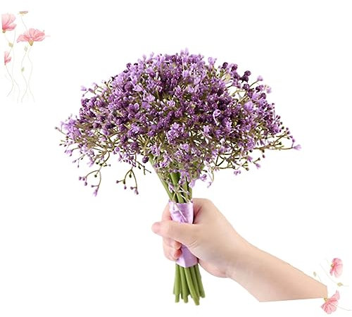 Abaodam Violette Künstliche Schleierkraut-Blumen Künstlicher Blumenstrauß Brautstrauß Für Die Hochzeit Zum Valentinstag Realistische Simulationsblumen