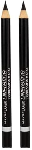 Maybelline New York Kajal, Wasserfest, wischfest und langanhaltend, Expression Kajal Eyeliner, Nr. 33 Black, 1,1 g (Packung mit 2)