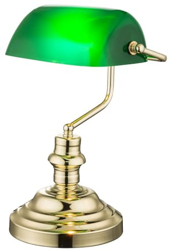 LED Bankerlampe Schreibtischleuchte grün Tischlampe Büro Bibliothek Schreibtisch Antik Messing Tischleuchte
