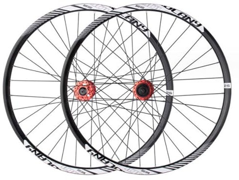ZECHAO 26/27,5/29 Zoll Mountainbike Laufradsatz,Scheibenbremse Aus Aluminiumlegierung Vorne 2 Hinten 4 Lager Schnellspanner/Doppelwandfelgen mit Steckachse Wheelset (Color : Red, Size : 26inch)