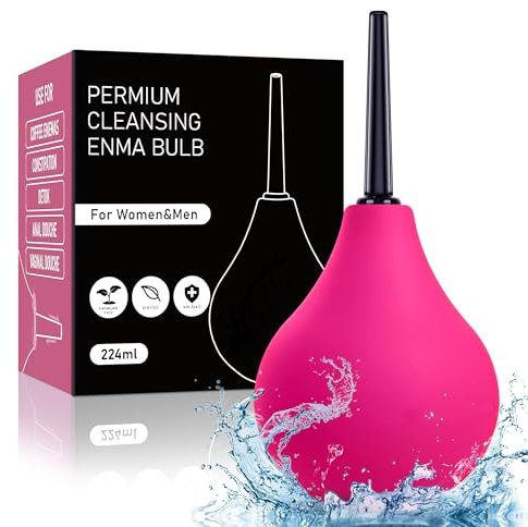 Poire Lavement Intime Anus Rectale - 224ML Douche Intime Périnée, Poire a Lavement, Lavement Colon et Intestins, Douches Anale et Vaginale Rose