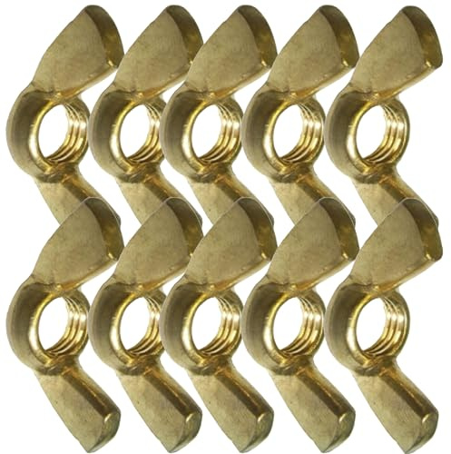 M3 Solid Brass Wing Nuts, Pack of 10 – DIN 315 Hand Tighten Butterfly Nut for Antique Restoration, Electrical, Decorative, Marine & DIY Use