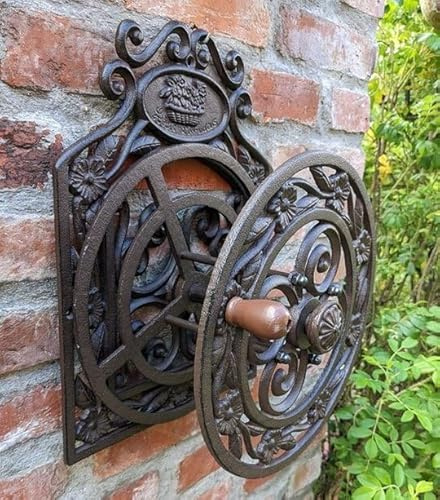 Generisch Garten SCHLAUCHHALTER SCHLAUCHROLLE Flower GUSSEISEN ANTIK Cottage Stil NEU DR-1140