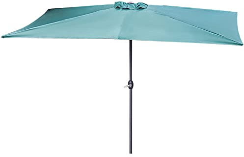 ABNNHK Großer rechteckiger Terrassentischschirm, 6,5 x 10 Fuß Outdoor-Marktschirm mit Neigung und Kurbel, Sonne für Garten, Terrasse, Rasen, Hinterhof, Pool, UV 50+ (Farbe: Beige) (grün)